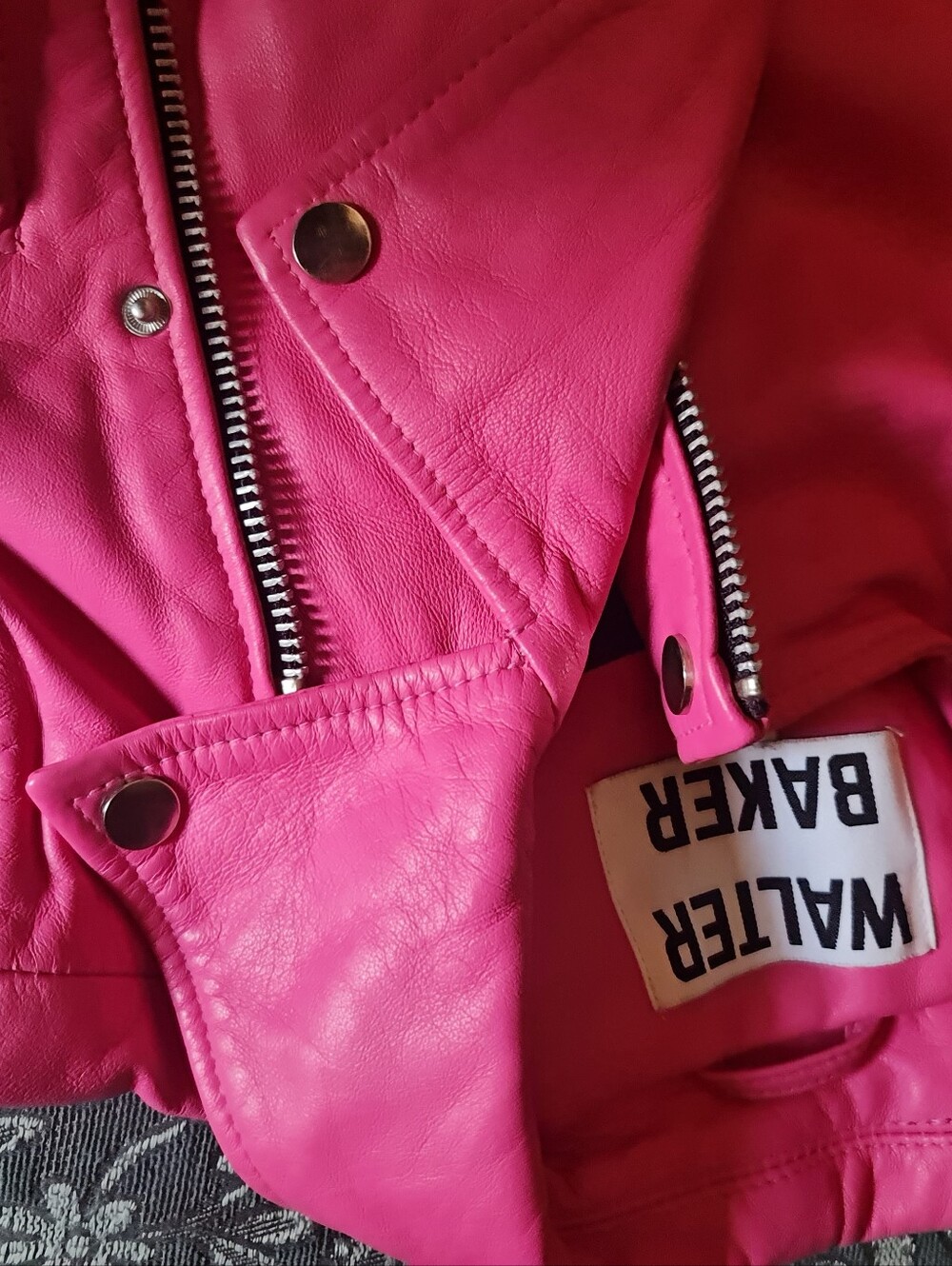 WT ⚘WALTER BAKER NICOLE 100% LEATHER JACKET (CANDY 💖) SZ. SMALL( DAMAGED) - Picture 14 of 14